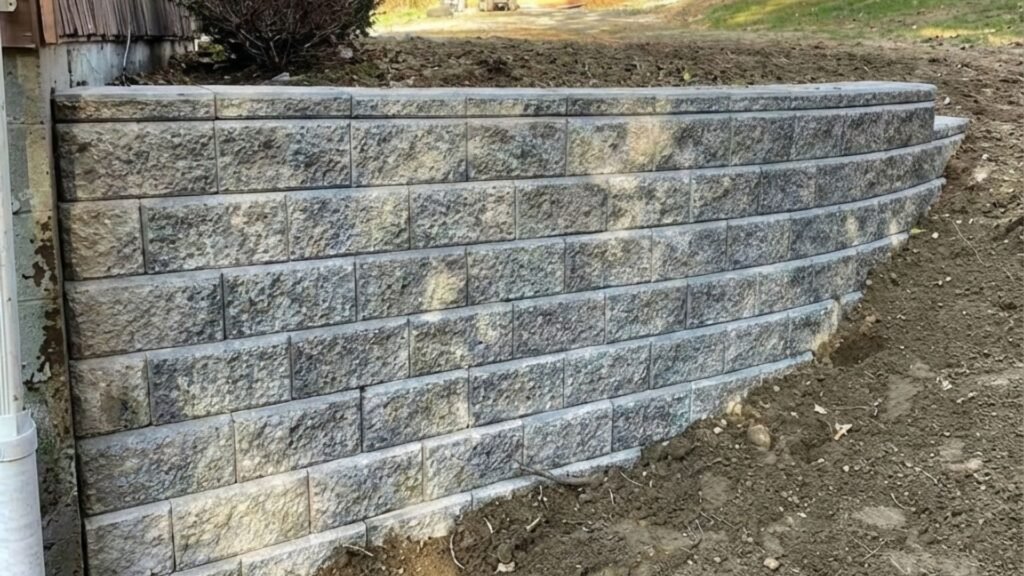 Residential Stone Retaining Wall Near Me Along Home