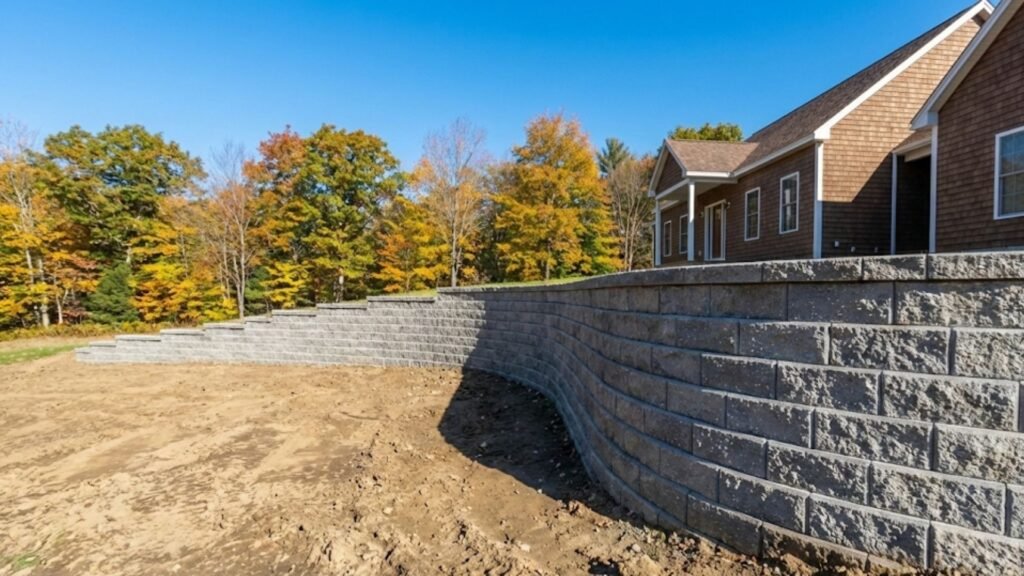 Large Stone Retaining Wall Near Me Along Home