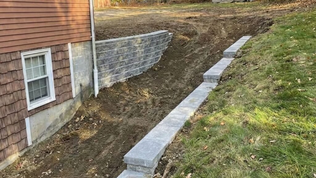 Residential Retaining Wall Base Near Me Before Backfill
