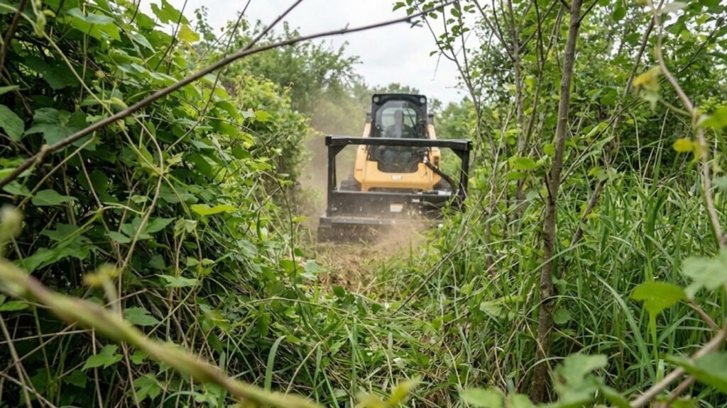 Connecticut Brush Removal Path Cleared with Skid Steer