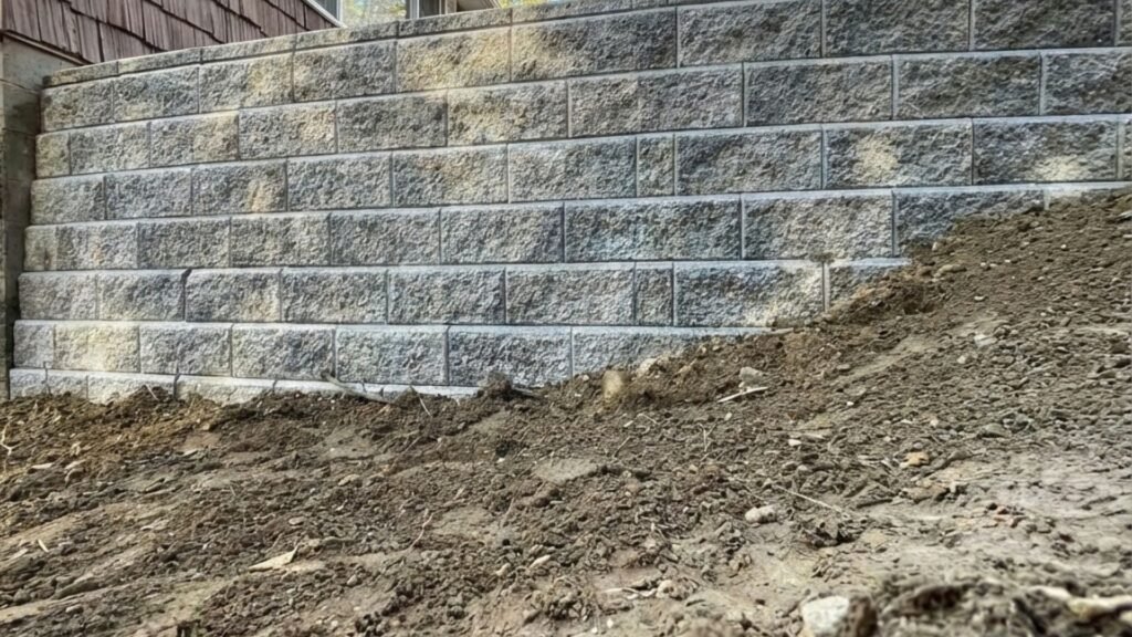 Residential Retaining Wall Near Me Along Home Foundation