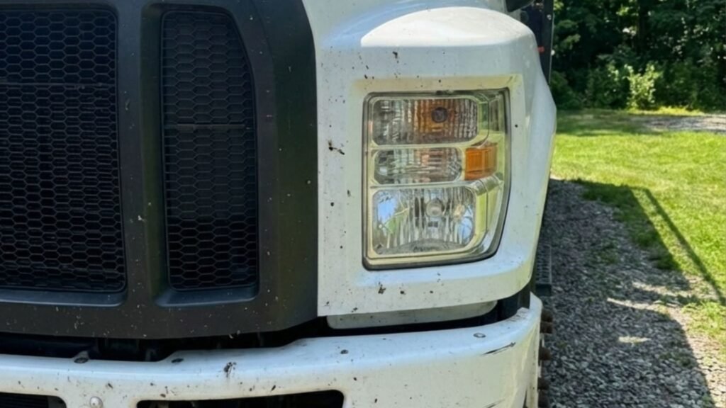 Tree removal service truck staged at a residential property in Southbury Connecticut
