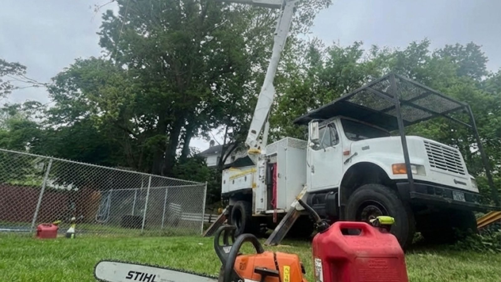 Professional chainsaw and fuel setup for trusted tree removal service in Bridgewater Connecticut
