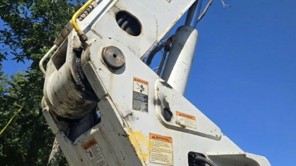 Close-Up of Bucket Truck Hydraulic System Used in Monroe Connecticut Tree Work