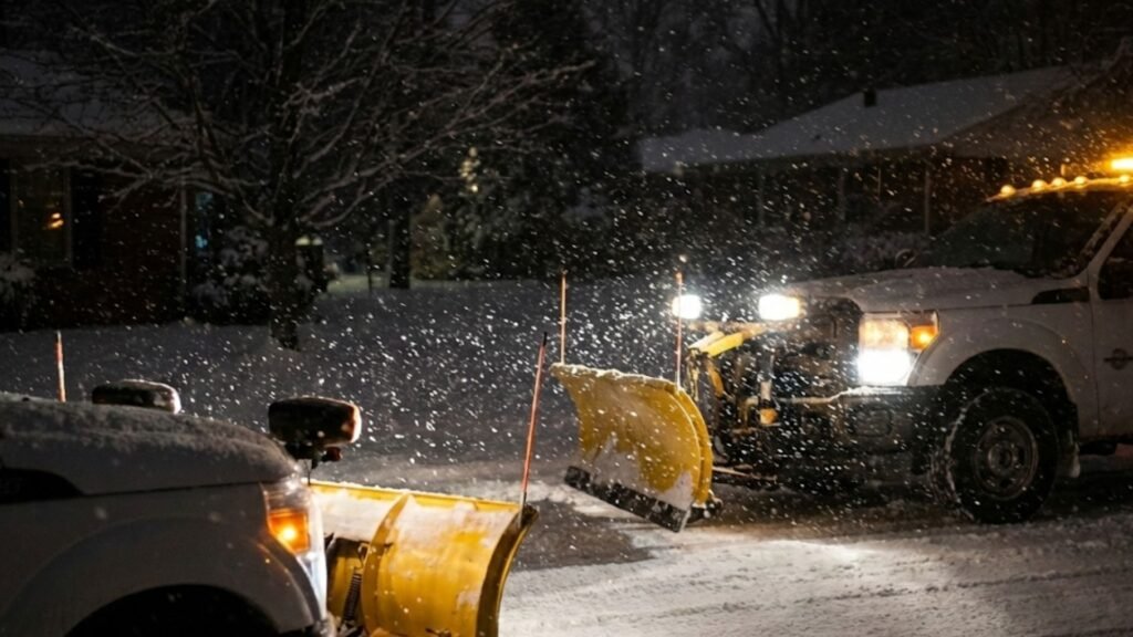 Residential Snow Removal CT After Dark