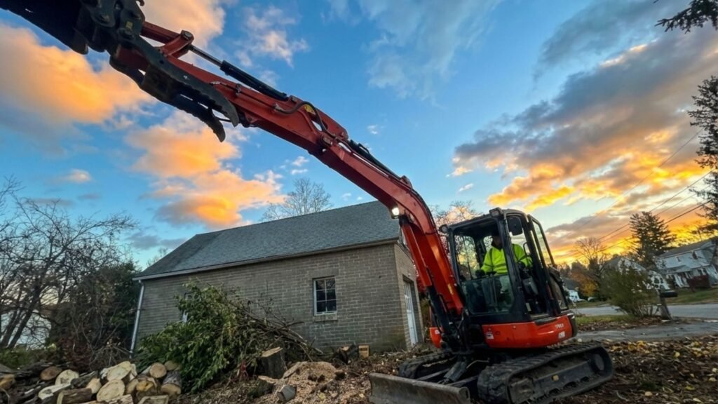 Expert Tree Removal Machinery at Residential Property in Seymour Connecticut