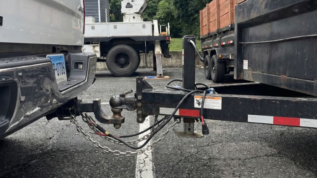 Truck and Dump Trailer Hitched for Connecticut Tree Removal Debris Hauling
