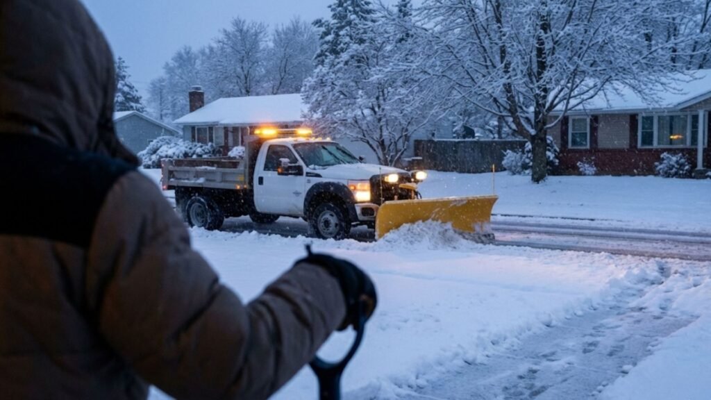 Snow Removal Truck Near Me Clearing Neighborhood Street