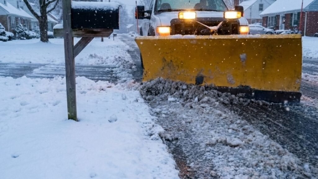 Snow Removal Truck Near Me Clearing Driveway Entrance