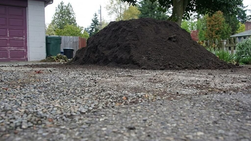 Bulk Topsoil Pile Dropped Near Me on Driveway