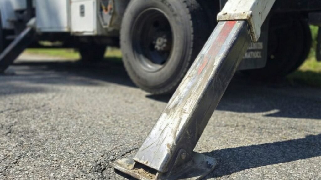 Heavy Duty Outriggers Supporting Tree Service Truck in Monroe Connecticut