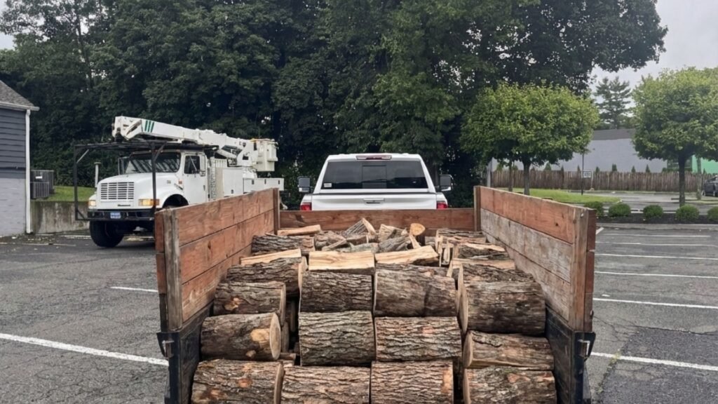 Dump Trailer Filled With Cut Logs From Connecticut Tree Removal