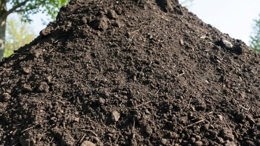 Bulk Topsoil Pile Delivered Near Me on Residential Driveway