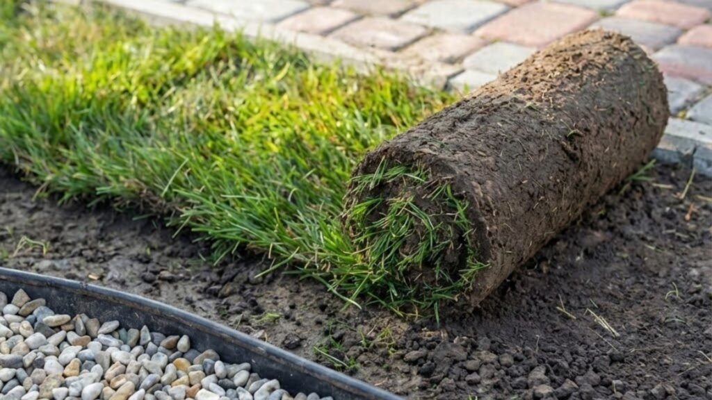 Fresh Topsoil and Sod Roll Placement Nearby in CT