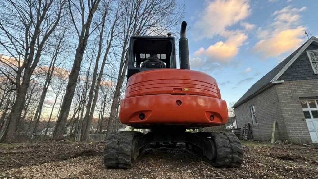Professional Tree Removal Equipment Working on Residential Property in Seymour CT