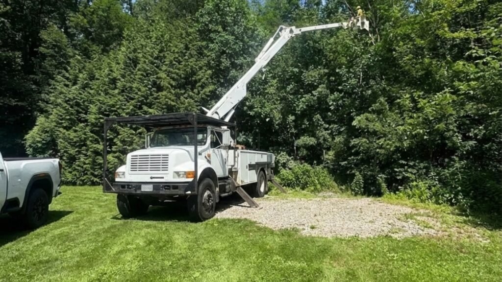 Residential Tree Work Near Me With Extended Bucket Truck in Ansonia Connecticut