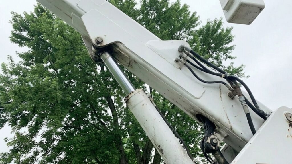 Close Up of Tree Work Hydraulic Arm Near Me in Oxford Connecticut